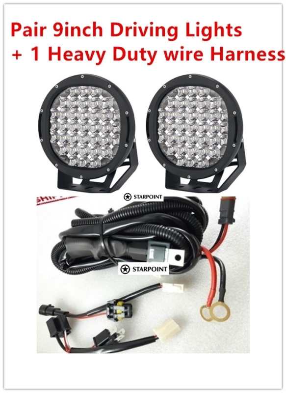 Pair 9 Inch 4WD Offroad Driving Lamps +Wiring Kits Car LED Driving Light Combo Kit