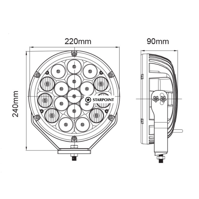 Titan 9 Inch Driving Light 180 watt LED Spot Driving Light LV9410 Round Off Road Lights