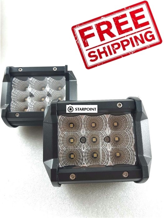 Pair Triple Row 4 inch Automotive LED Work Light Flood LED Bar Lights Reverse Light 4WD 12V 24V Spread beam