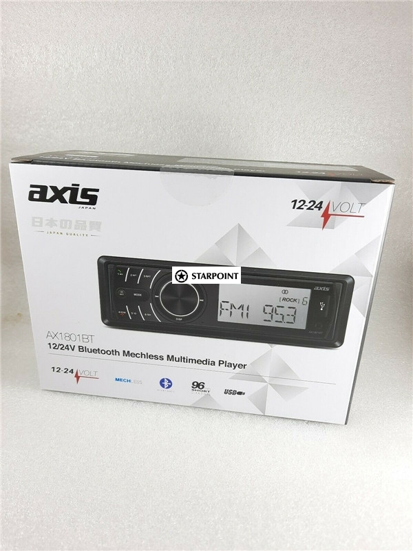 24 Volt Stereo Radio for Truck Tractor 12/24v Bluetooth Single DIN Head Unit USB AXIS AX1801BT