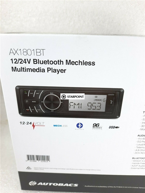 24 Volt Stereo Radio for Truck Tractor 12/24v Bluetooth Single DIN Head Unit USB AXIS AX1801BT