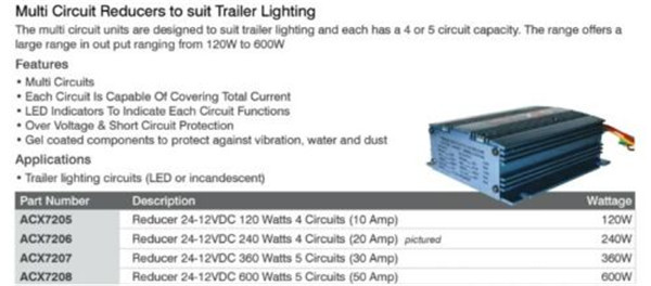 Truck Trailer Lights Voltage Reducer 24v To 12v 10 Amp High Quality 4 Circuit OEX