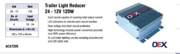 Truck Trailer Lights Voltage Reducer 24v To 12v 10 Amp High Quality 4 Circuit OEX