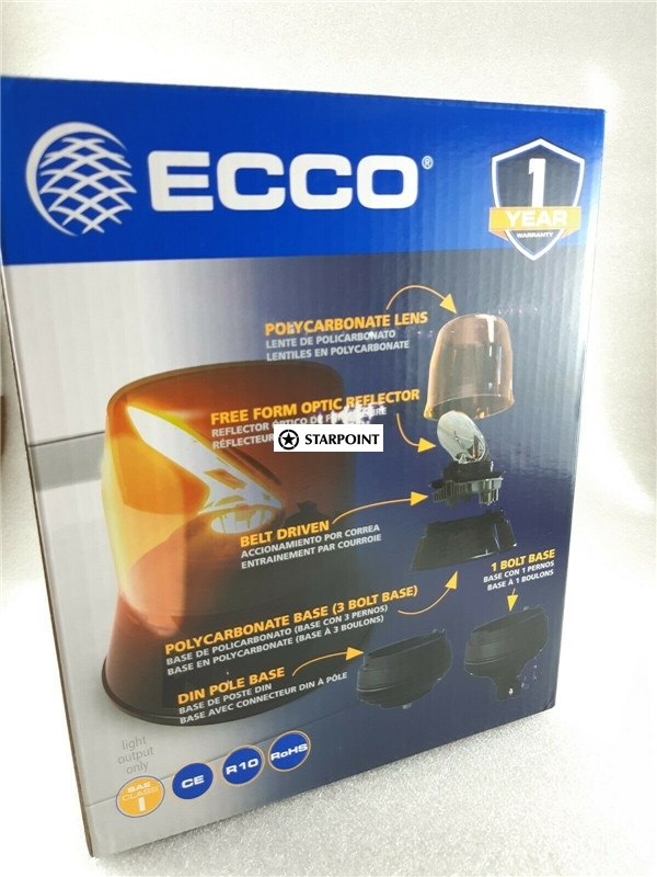 ECCO LED Amber Beacon Rotator 12v 24v Amber 3 Bolt Class 1 Traffic Control