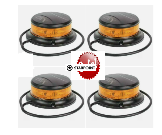 4 x LED Amber Beacon Class 1 Multivolt Low Profile Permanent Mount Bonus Switch