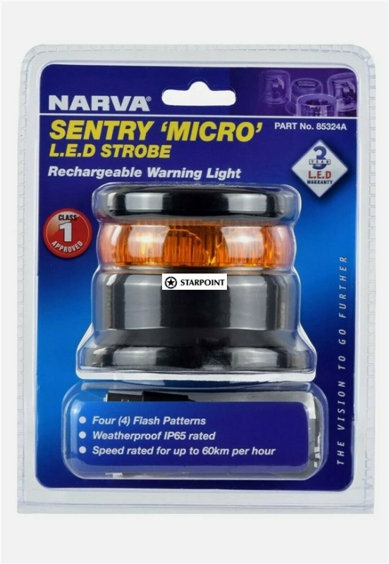 Narva 85324A Sentry LED Amber Beacon Micro USB Rechargeable Class 1 Emergency Beacon