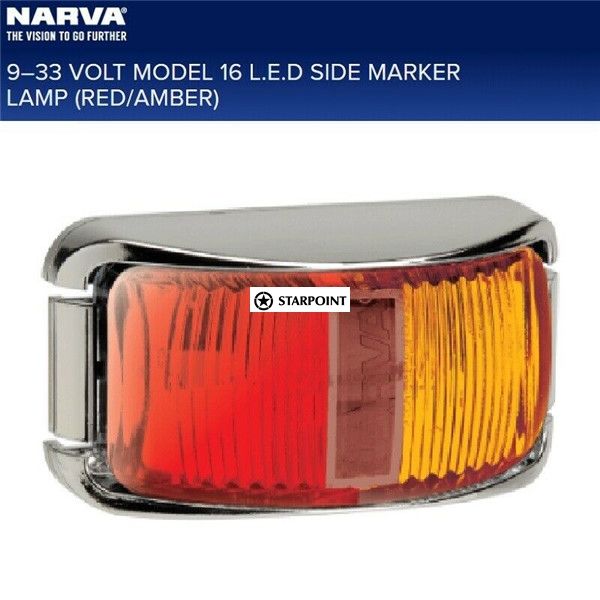 Narva 91602C 9-33 Volt Model 16 LED Side Marker Lamp Red/Amber, LED Trailer Marker Light
