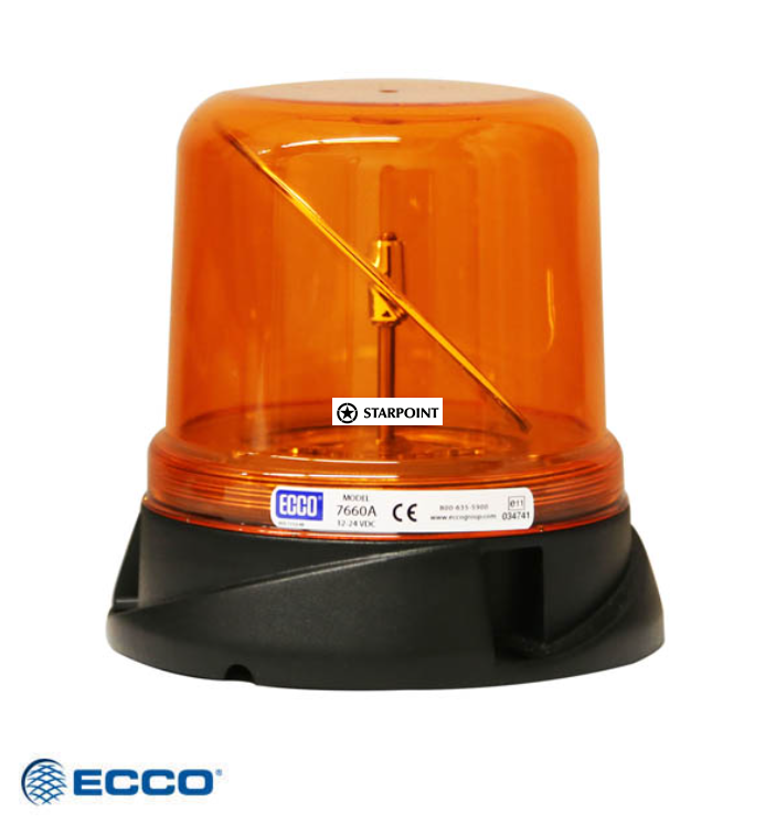 ECCO Amber LED Rotating Beacon 3 Bolt Base 7660A Amber LED Rotating Safety Warning Beacon