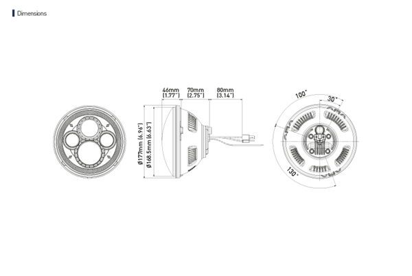 7 Inch Projector Type Headlight, High and Low Beam Functions and Position Lamp, ECE R112 Class-B Compliant Weldex with Marker Brightness