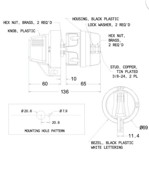 Battery Master Switch 75920 SPST On/Off Cole Hersee Isolator 300A @ 12v Lockable