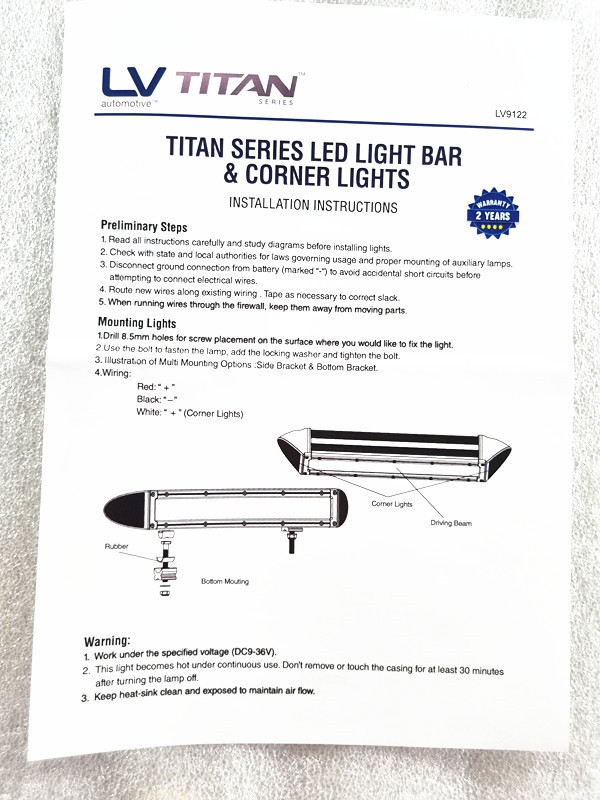 Titan LV9122  23" LED Light bar & Corner Lights Combo Beam Light Bar