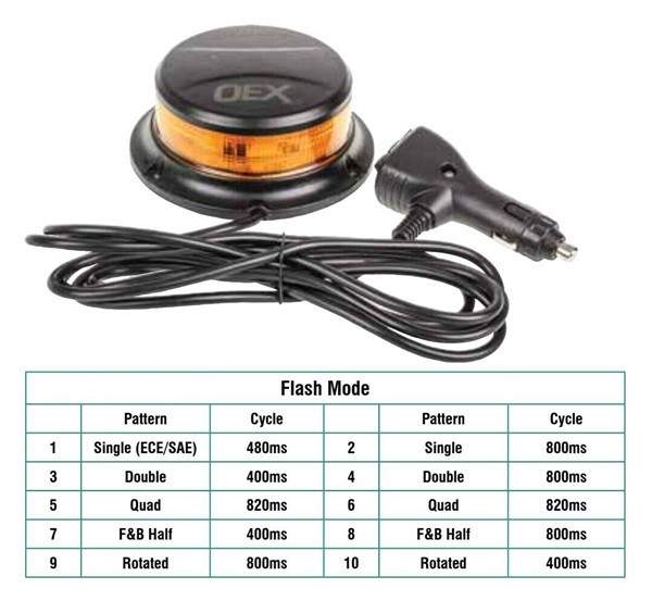 LED Amber Beacon Class 1 Multivolt Low Profile Magnetic Base 12v 24v
