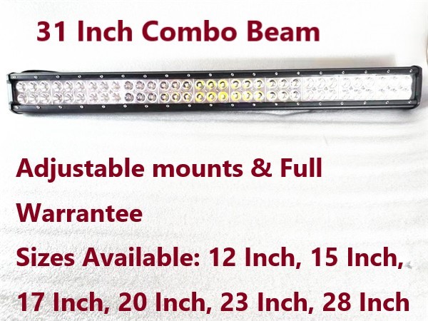 31 inch Dual LED Light Bar Auto, Double Row LED Driving Light Bar with Adjustable Mounts for Car