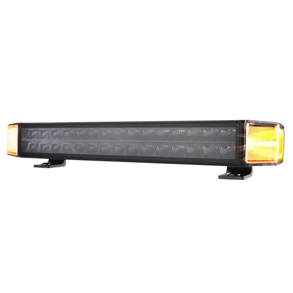20" 150W Double Row LED Light Bar With Flashing Amber Light S 9-36V 14000 Lumens IP69K