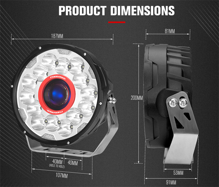 Fieryred 7inch LED Driving Light 1Lux@1,625m (pair) IP67 11,700 (pair) - 5 Years Warranty