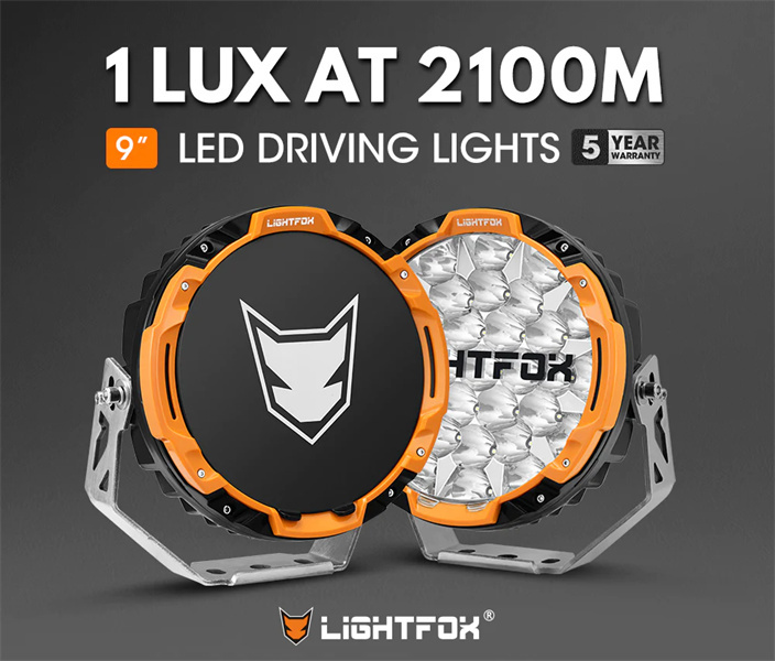 Lightfox 9 Inch LED Driving Light 1Lux@2,100M IP68 16,342 lumens - 5 years Warranty