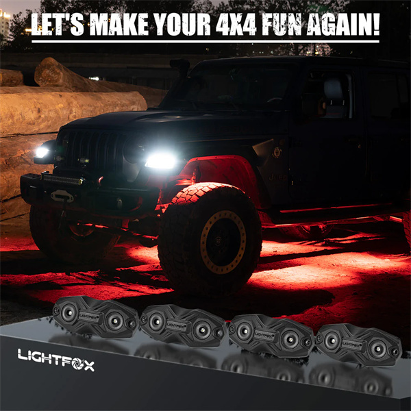 Lightfox  RGBW LED Rock Lights - 4 Pack -3 Years Warranty