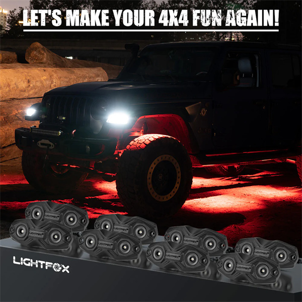 Lightfox RGBW LED Rock Lights - 8 Pack -3 Years Warranty