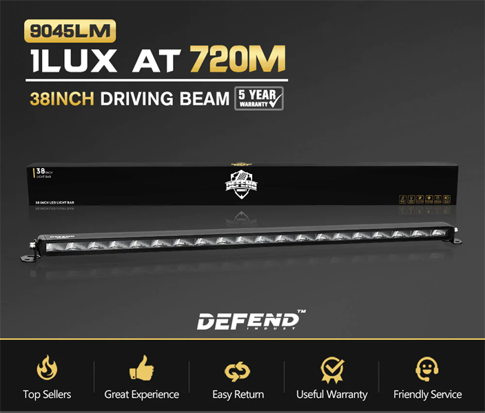 Defend Indust 38inch LED LIGHT BAR 1 Lux @ 720M IP68 Rating 9,045 Lumens - 5 years warranty