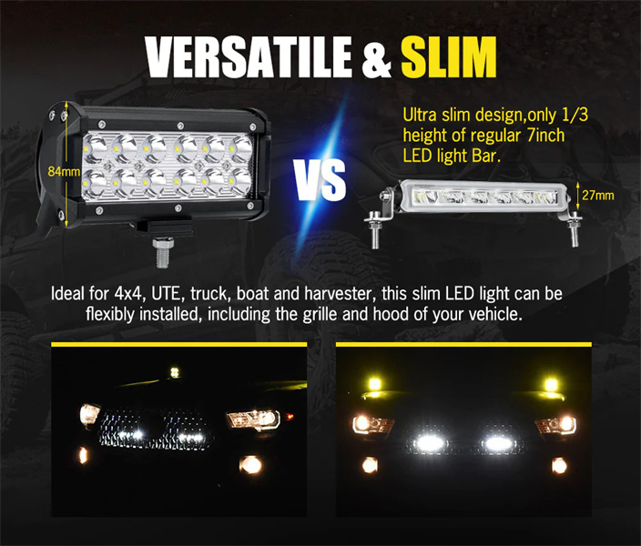 Defend Indust 7inch Led Light Bar 1 Lux @ 150M (Pair) IP67 Rating 2,000 Lumens