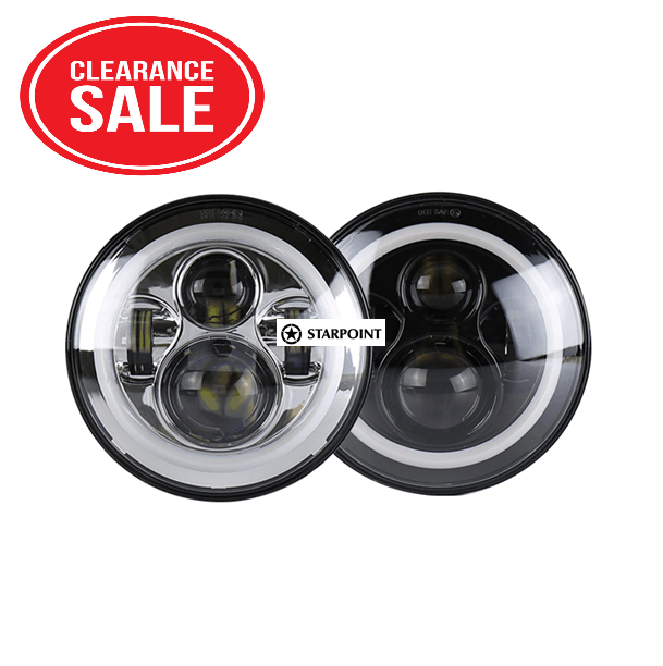 Pair 7 Inch Halo Headlights, LED Headlight Halo Angel Eyes Hi/Low Beam Lights For GQ Patrol / Holden H series / Jeep 4x4, Motorcycle, Truck