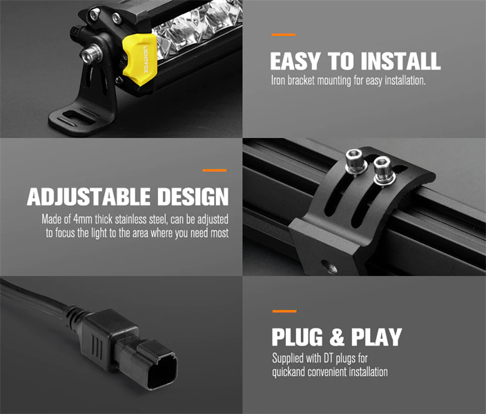Lightfox Osram 9" LED Driving Lights + 20" Single Row LED Light Bar + Wiring Kit - 5 Years Warranty