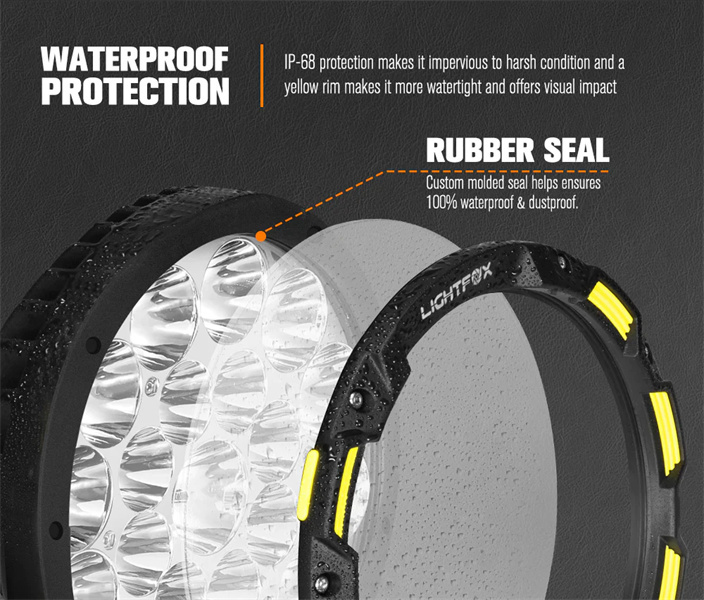 Lightfox Osram 9" LED Driving Lights + 20" Single Row LED Light Bar + Wiring Kit - 5 Years Warranty