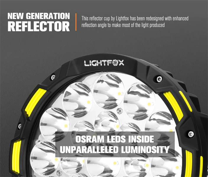 Lightfox Osram 9" LED Driving Lights + 20" Single Row LED Light Bar + Wiring Kit - 5 Years Warranty