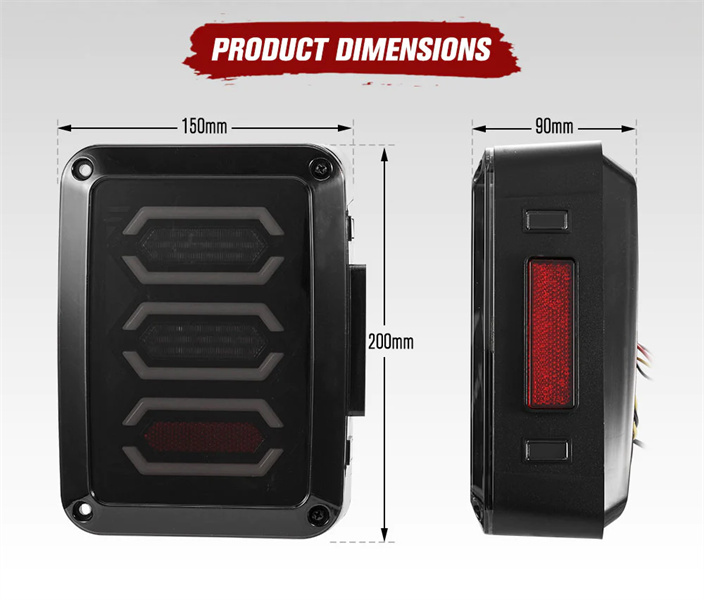 Lightfox LED Tail Lights Smoked Lens Reverse Turn for 07-17 Jeep Wrangler JK - 3 years Warranty