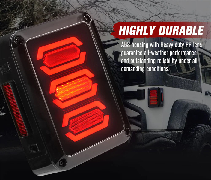 Lightfox LED Tail Lights Smoked Lens Reverse Turn for 07-17 Jeep Wrangler JK - 3 years Warranty