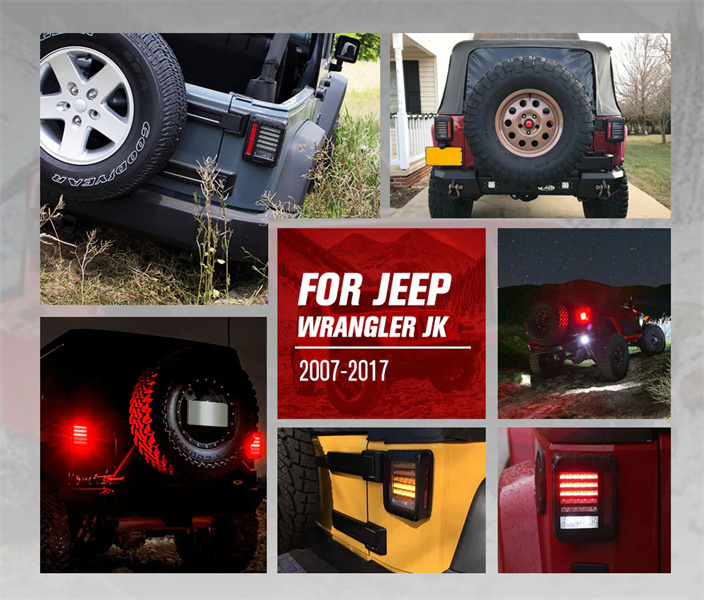 2x Smoked LED Tail Lights Brake Turn Signal Reverse Jeep Wrangler JK 07-17 OEM -3 years warranty