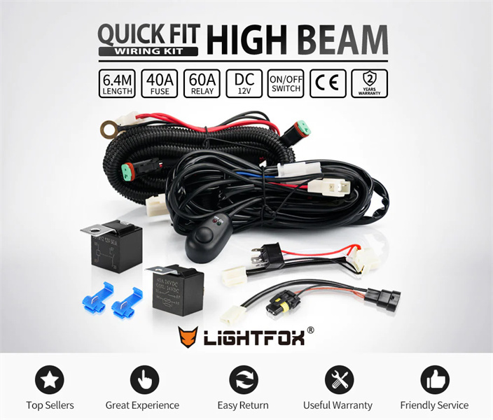 Smart Harness Plug and Play High Beam Driving Light Bar Spotlights Wiring Harness - 2 Years warranty