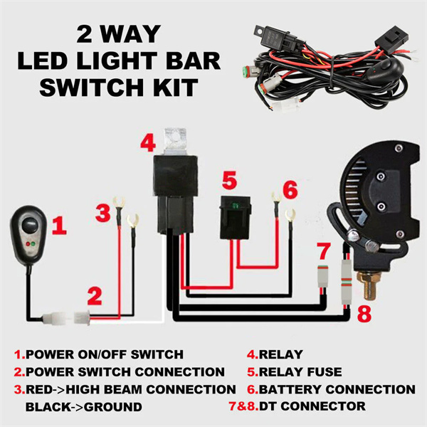 2 Way High Beam Wiring Loom Harness 12V 40A Relay Switch Kit Driving Light Bar - 1 Year Warranty