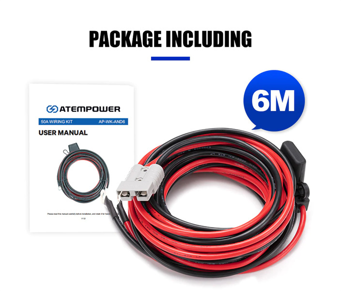 Atem Power 50A Wiring Kit 12V 6m Anderson Style Plug Battery Cable Quick Connect - 2  Years Warranty