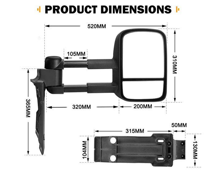 San Hima Pair Extendable Towing Mirrors For Toyota Land Cruiser 70-79 Series 1984-2019 -3 years Warranty