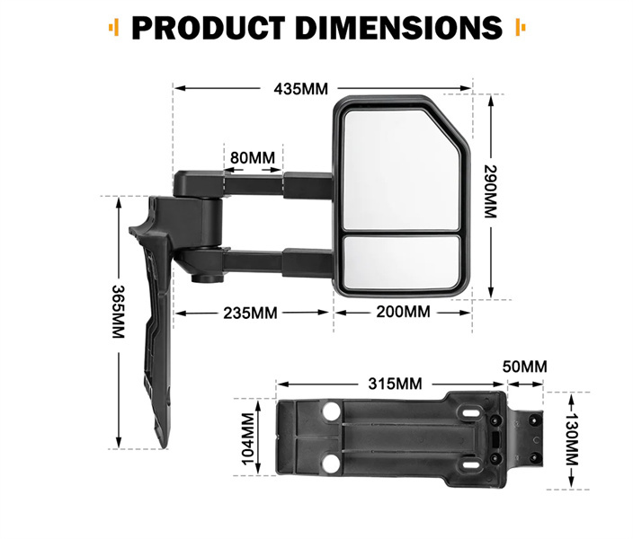 San Hima Extendable Towing Mirrors for Toyota LandCruiser 70 75 76 78 79 Series - 3 Years Warranty