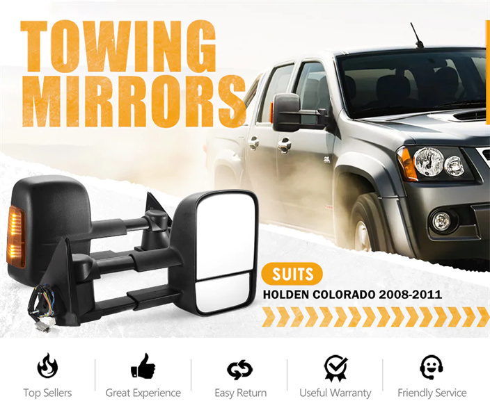 San Hima Pair Extendable Towing Mirrors for Holden Colorado 2008-2011 Black - 3 years Warranty