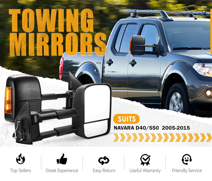 Pair Extendable Towing Side Mirrors for Nissan Navara D40 2005-2015 - 3 years warranty