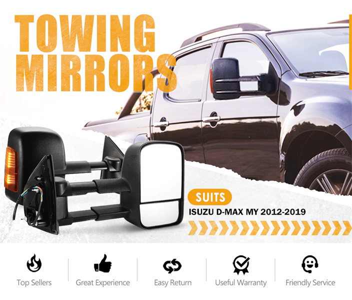 San Hima Extendable Towing Mirrors for Isuzu D-MAX MY 2012-2019 - 3 Years Warranty