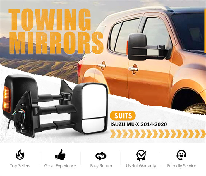 San Hima Pair Towing Extendable Side Mirrors for Isuzu MU-X 2014-2020 BLACK - 3 Years Warranty