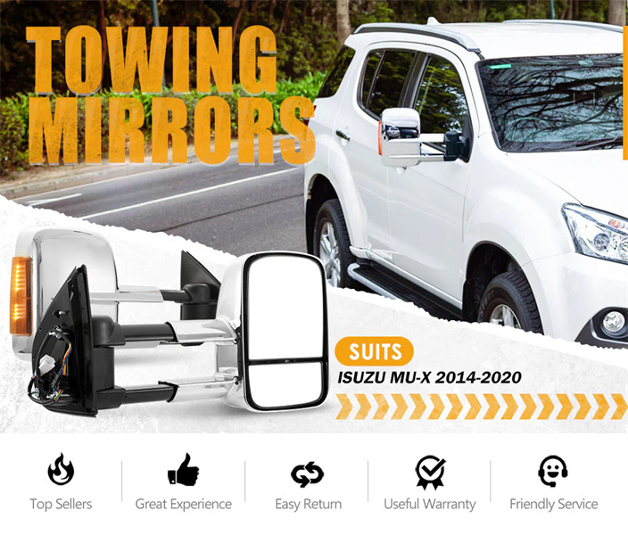San Hima Pair Towing Extendable Side Mirrors for Isuzu MU-X 2014-2020 - 3 Years Warranty