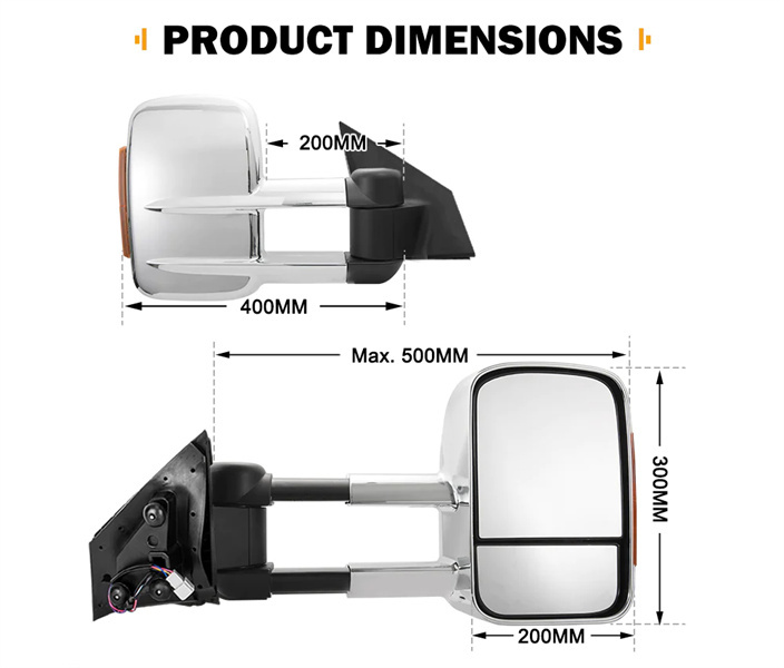 San Hima Pair Towing Mirrors Chrome Mazda BT-50 2012 to Mid-Year 2020 - 3 Years Warranty