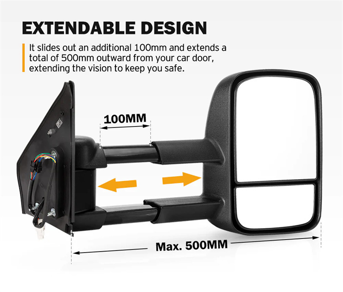 San Hima Pair Towing Mirrors for Toyota Landcruiser 200 Series 2007-2021 with Indicator - 3 Years Warranty