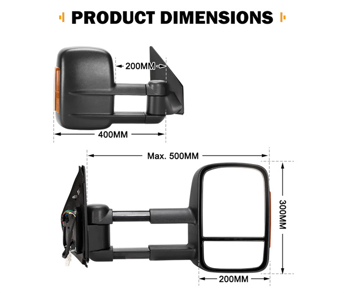 San Hima Pair Towing Mirrors for Toyota Landcruiser 200 Series 2007-2021 with Indicator - 3 Years Warranty