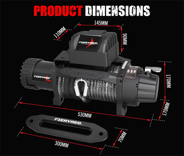 13000LBS 12V Synthetic Rope Electric Winch - 1 Year Warranty