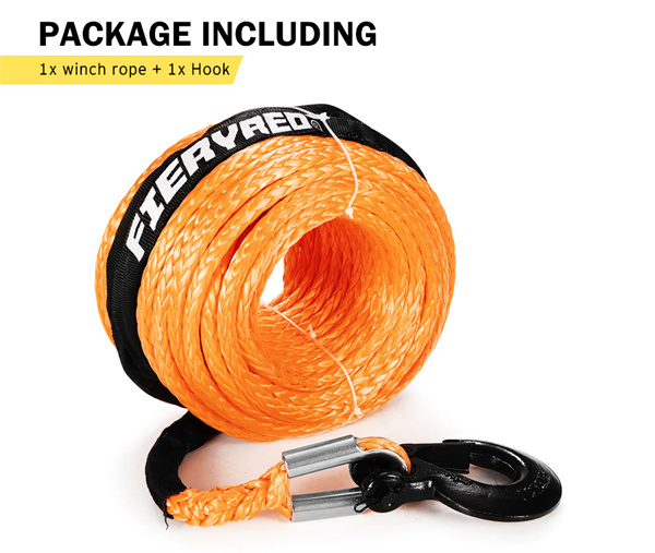 Synthetic Winch Rope 10MM x 30M Dyneema SK75 Tow Recovery Rope Orange 4WD - 2 Year Warranty