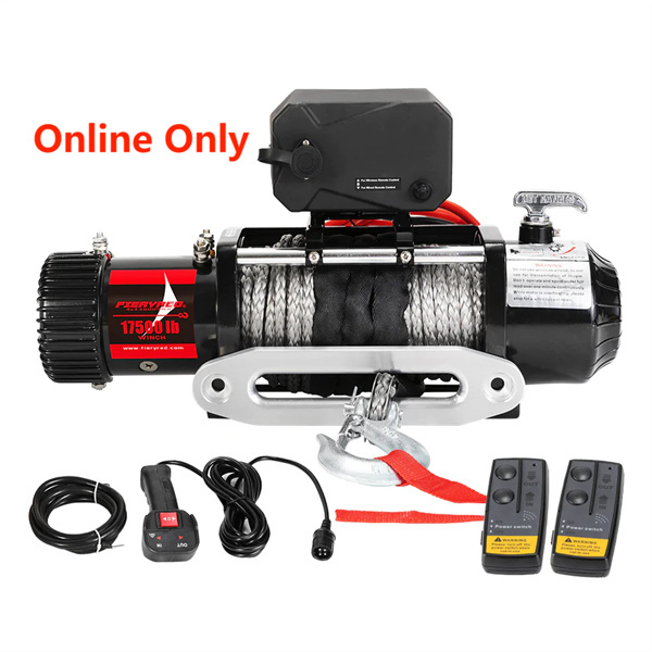 Fieryred 17500LBS 12V Wireless Electric Winch Synthetic Rope 4WD Recovery Truck - 1 Year Warranty