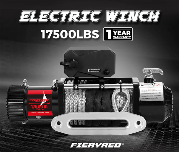 Fieryred 17500LBS 12V Wireless Electric Winch Synthetic Rope 4WD Recovery Truck - 1 Year Warranty