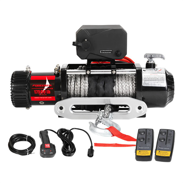 Fieryred 17500LBS 12V Wireless Electric Winch Synthetic Rope 4WD Recovery Truck - 1 Year Warranty