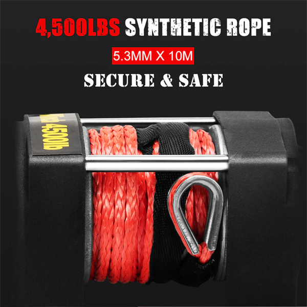 Fieryred Electric Winch 4500LBS/2045kg 12V Synthetic Rope - 1Year Warranty